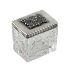 Russian crystal box with a silver lid. St. Petersburg. 1837.