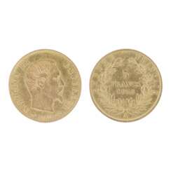 Gold coin 5 francs. France, 1858.