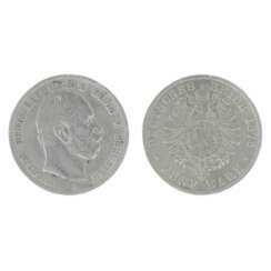 Silver coin 5 marks. Germany 1876.