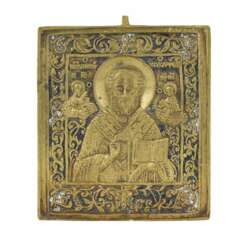 Cast icon Nicholas the Wonderworker. Russia 19th century