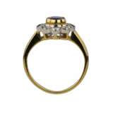 Classic 18K gold ring with sapphire and diamonds. Piccini. Italy 21st century - фото 4