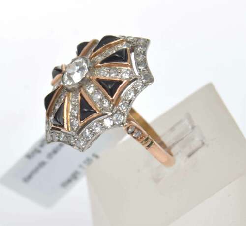 Gold and platinum ring with diamonds and chalcedony Gold Other style 21th century - photo 2