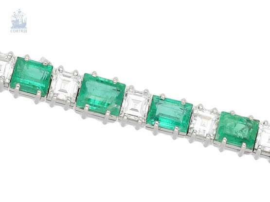 Armband: ehemals sehr teures Smaragd/Diamant-Armband, ca. 5,55ct, Goldschmiedearbeit, 70er Jahre - Foto 1