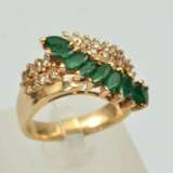 Gold ring with emeralds and diamonds Gold Other style At the turn of 19th -20th century - photo 1