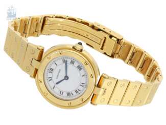Armbanduhr: seltene und hochwertige vintage Cartier Damenuhr in Vollgold, Cartier Santos Ronde, 80er Jahre