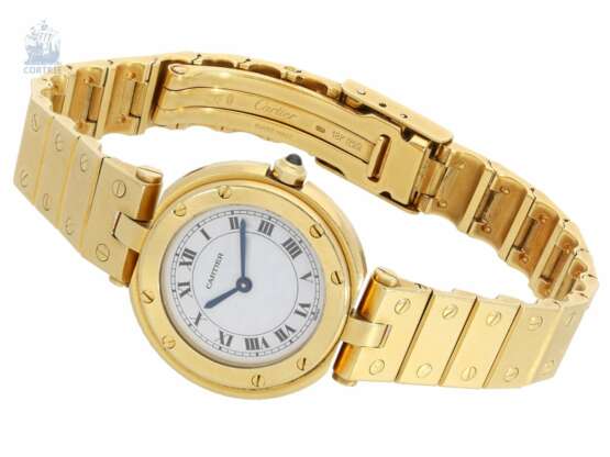 Armbanduhr: seltene und hochwertige vintage Cartier Damenuhr in Vollgold, Cartier Santos Ronde, 80er Jahre - photo 1
