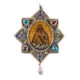 A FINE ICON PENDANT SHOWING THE VLADIMIRSKAYA MOTHER OF GOD - Foto 1