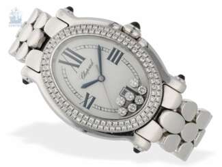 Armbanduhr: äußerst hochwertige Luxusuhr, Chopard Happy Sport Oval Ref: 27/7079-23, "Snow Flake", 18K Weißgold, NP ca. 21.400,-€
