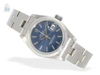 Armbanduhr: hochwertige Damenuhr Rolex Oyster Perpetual Date in Stahl, aus 2010 mit Box und Papieren