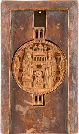A FINELY CARVED WOOD ICON (PECTORAL ICON) - Foto 1