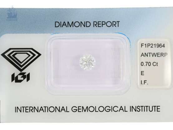 Brillant: hochwertiger Anlage-Diamant in Spitzenqualität, 0,7ct, River E, lupenrein, inklusive IGI-Report - Foto 1