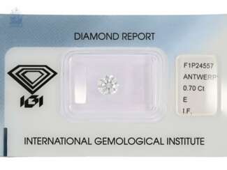 Brillant: seltener Anlage-Diamant in Spitzenqualität, 0,7ct, River E, lupenrein, inklusive IGI-Report