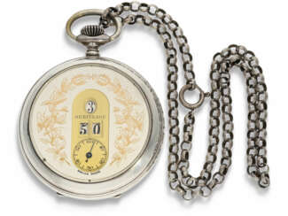 Pocket watch: extremely rare digital pocket watch with jumping hour and Minute, Achille Hirsch/Compagnie des Montres Invar, La Chaux-de-Fonds, CA. 1910