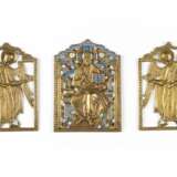 A RARE SET OF THREE BRASS ICONS FORMING A DEISIS - фото 1