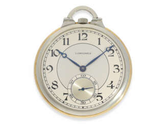 Pocket watch: very rare Longines Art Deco Frackuhr with top caliber quality "Extra" and a rare Bicolour case, CA. 1930