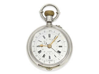 Pocket watch: rarity, double-sided military Chronograph for the determination of the removal of garnet screw-in France, probably around 1915