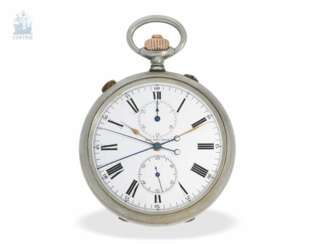 Pocket watch: rare Observation chronometer with split seconds Chronograph, Longines for August Ericsson, St. Petersburg, CA. 1910