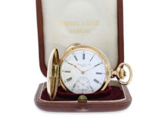 Pocket watch: Golden-red Anchor chronometer heavy quality, completely original condition with the original box, chronometer maker, Marius Favre Geneve No. 2504, CA. 1900