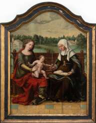 Werkstatt Jan Baegert / Meister von Cappenberg (1465 Wesel - 1527 evtl. 1535 ebenda) &quot;Anna selbdritt&quot;, Öl/ Holz, später pakettiert, zu restaurieren, 57x41 cm, Rahmen (Jan Baegert war ein Maler am Übergang vom M…