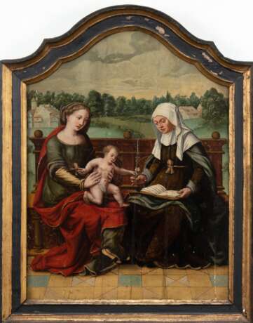 Werkstatt Jan Baegert / Meister von Cappenberg (1465 Wesel - 1527 evtl. 1535 ebenda) "Anna selbdritt", Öl/ Holz, später pakettiert, zu restaurieren, 57x41 cm, Rahmen (Jan Baegert war ein Maler am Übergang vom M… - фото 1