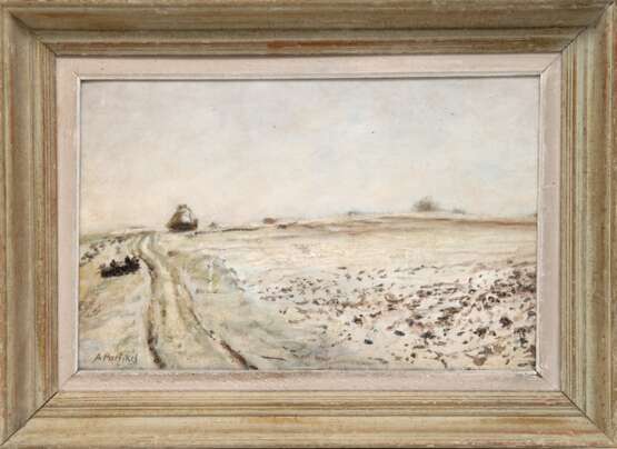 Partikel, Alfred (1888 Goldap-1945 Ahrenshoop) "Winterlandschaft am Meer", Öl/ Karton, sign. u.l., 33,5x51,5 cm, Rahmen (Ausbildung an der Kunstakademie Königsberg bei L. Dettmann, O. Jernberg und H. Wolff, Stu… - фото 1