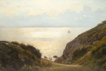 Künstler 20. Jh. &quot;Seenlandschaft&quot;, Öl/ Lw., unsign., 68x100 cm, Rahmen