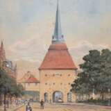 Stöwer, Willy (1864 Wolgast-1931 Berlin) "Das Steintor in Rostock", Aquarell, sign. u.r. und dat. 1921, min. stockfleckig, 37x26 cm, hinter Glas und Rahmen - photo 1