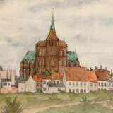 Dolberg, Helene (1881 Barkow-1979 Hildesheim) "Ansicht von Rostock", Aquarell, sign. u.r., 20,5x30 cm, im Passepartout hinter Glas und Rahmen (seit 1925 Teilnahme an Ausstellungen in Leipzig, Rostock und Schwer… - photo 1