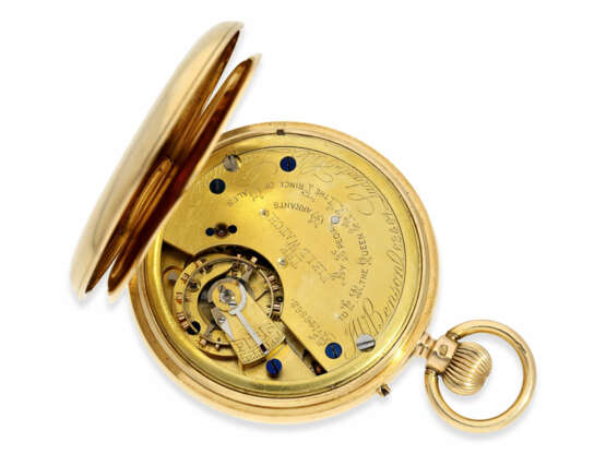 Taschenuhr: schwere englische Präzisionstaschenuhr im 18K Goldgehäuse mit Originalbox, königlicher Uhrmacher J.W. Benson No.146962, London1901 - photo 3