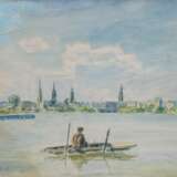 "Vormittags auf der Alster", Pastell, undeutl. sign. u.l. und dat.´47, 28x35 cm, hinter Glas und Rahmen - Foto 1