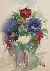 Stolte, Uta (1938) &quot;Blumenstilleben&quot;, 1970, Aquarell, sign. ur., 36x25,5 cm, im Passepartout hinter Glas und Rahmen