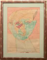 Lohse, Carl (1895 Hamburg-1965 Bischofswerda) &quot;Kubistischer Kopf&quot;, Aquarell/ Bleistift/ Papier, sign. u.l., 58,5x42 cm, im Passepartout hinter Glas und Rahmen (Lohse war ein deutscher Maler des Expressionismus.…