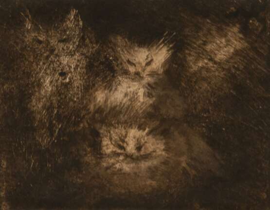 Daerr, Hildegard (1913-2004) "Katzen", Radierung, unsign., 12x14 cm, ungerahmt - фото 1