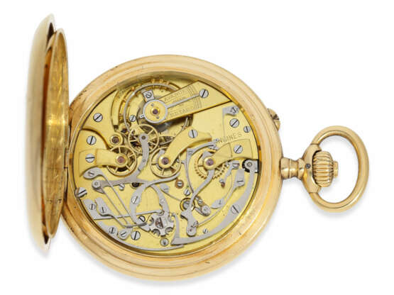Taschenuhr: Longines Ankerchronometer mit Chronograph und Zähler "Chronographe Antimagnetique", 18K Gold, ca. 1915 - photo 3