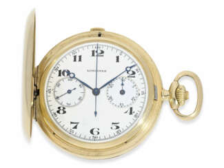 Pocket watch: high grade, Longines Chronograph "Compteur" in the savonnette case, CA. 1932