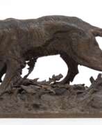 Каталог товаров. Mêne, Pierre-Jules (1810 Paris- 1879 Paris) &amp;quot;Jagdhund auf naturalistischem Sockel&amp;quot;, Bronze braun patiniert, signiert, H. 15 cm, L. 32 cm