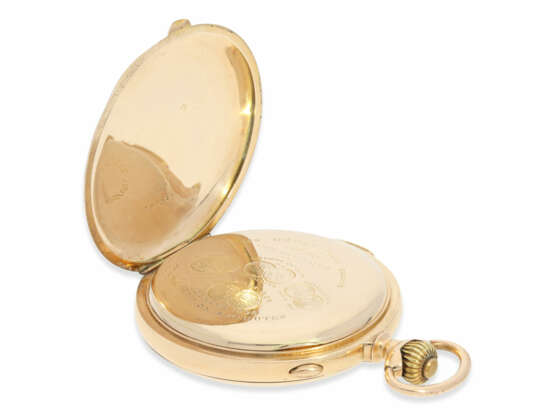 Taschenuhr: besonders große und schwere Goldsavonnette mit Minutenrepetition und Chronograph, Le Phare (Barbezat Baillot) Swiss Patent 13244, ca. 1900 - photo 7