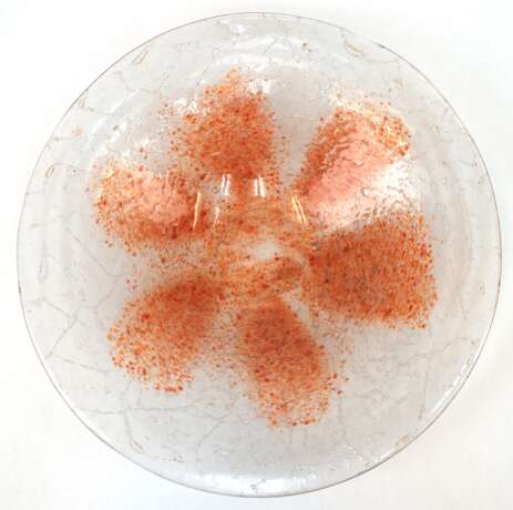 Art Deco-Glasschale, WMF, Ikora, mit orangen Einschmelzungen, H. 5,5 cm, Dm. 32 cm - photo 1