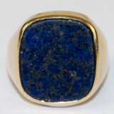 Ring, GG 585, ca. 5,7 g, ungravierte Lapislazuli Platte, RG 55, Innendurchmesser 17,5 mm - photo 1