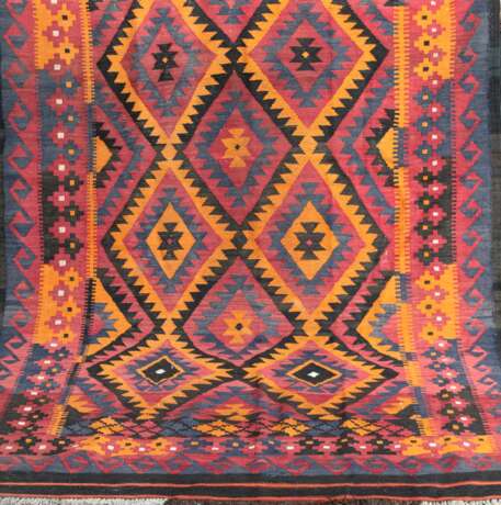 Afghan Kelim, orange, rote und braune Rhomben, 238x165 cm - Foto 1