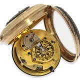 Taschenuhr: attraktive Gold/Emaille-Spindeluhr mit Steinbesatz, königlicher Uhrmacher Virginio Girard & De Montanrouge à Carouge, Horloger du Roy, ca.1760 - Foto 2