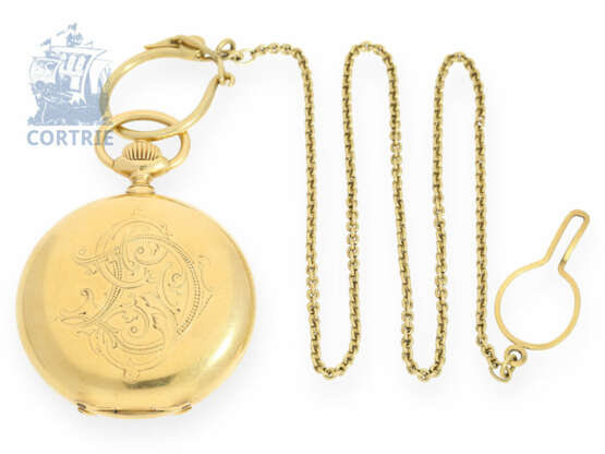Taschenuhr: feine und schwere Goldsavonnette, Chronometer Montandon-Robert Geneve No. 1074, um 1900 - photo 7