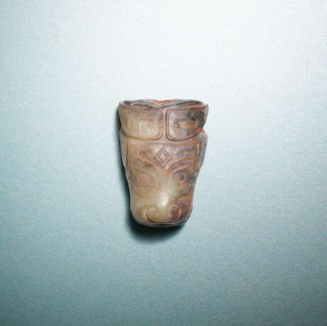 A JADE OX-HEAD FORM CARVING - photo 1