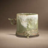 A BRONZE-INSET JADE HANDLED CUP - photo 2