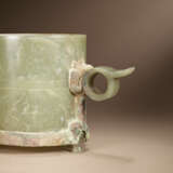 A BRONZE-INSET JADE HANDLED CUP - photo 3