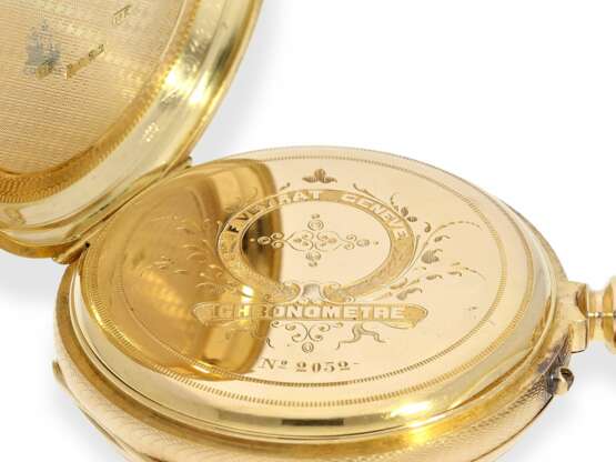 Taschenuhr: einzigartiges, hochfeines Gold/Emaille-Taschenchronometer, signiert F. Veyrat Geneve No.2052, ca.1860 - photo 7