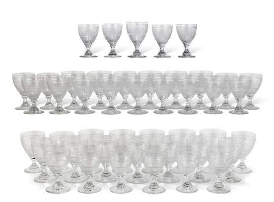 A SET OF FORTY-FIVE ASPREY ETCHED CUT-GLASS GOBLETS - photo 1