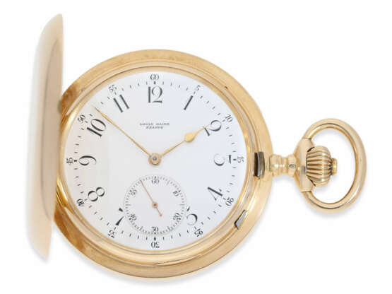Taschenuhr: exquisites, schweres Genfer Ankerchronometer, Alex Hüning No. 22131, geliefert an Louis Hainz in Prag, ca.1900 - Foto 1