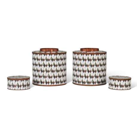 A GROUP OF THREE FRENCH CLOISONNE CANISTERS - фото 3