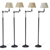 A GROUP OF FOUR BURNISHED METAL ADJUSTABLE FLOOR LAMPS - фото 1